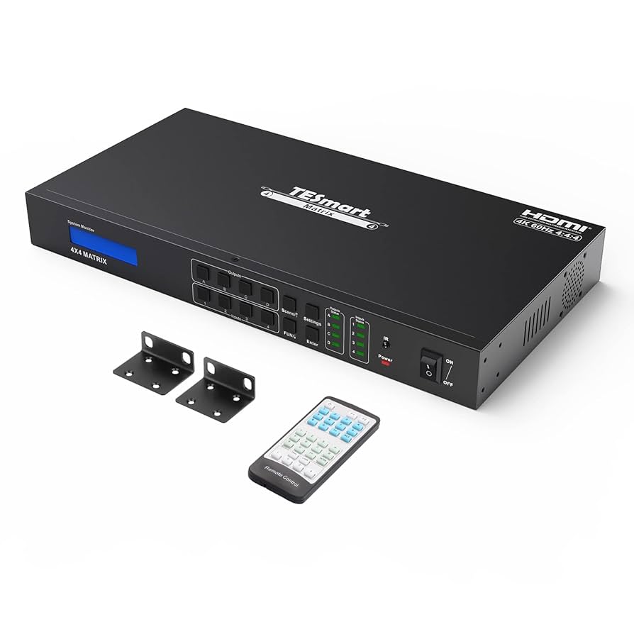 TESmart HDMIマトリックス 4x4 TESmart 4x4 HDMI Matrix Switch 4K 60fps Support Rack Mount